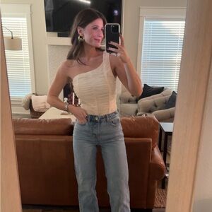 Ruched One Shoulder Bodysuit